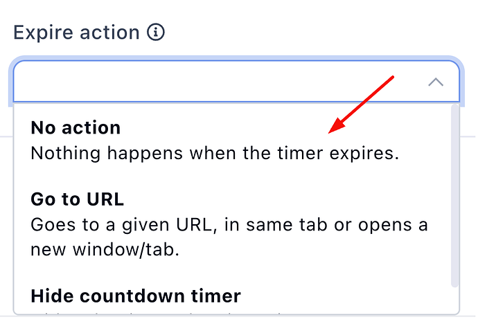 Choosing an expire action