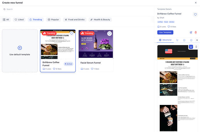 Funnelish creating a new funnel