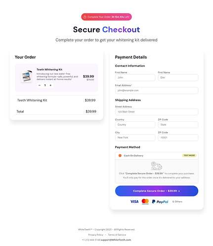 Whitening kit checkout