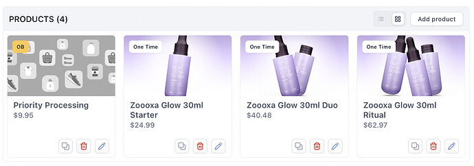 Viewing the product list inside a Funnelish step
