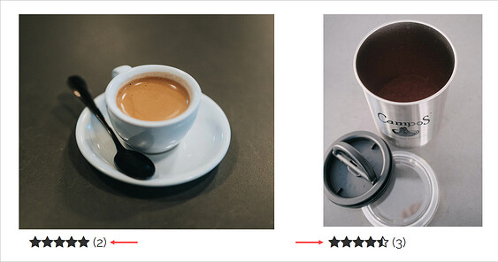 Product images with star ratings