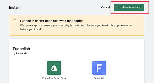 Install the Funnelish app on Shopify