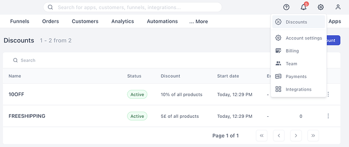 Creating discount codes