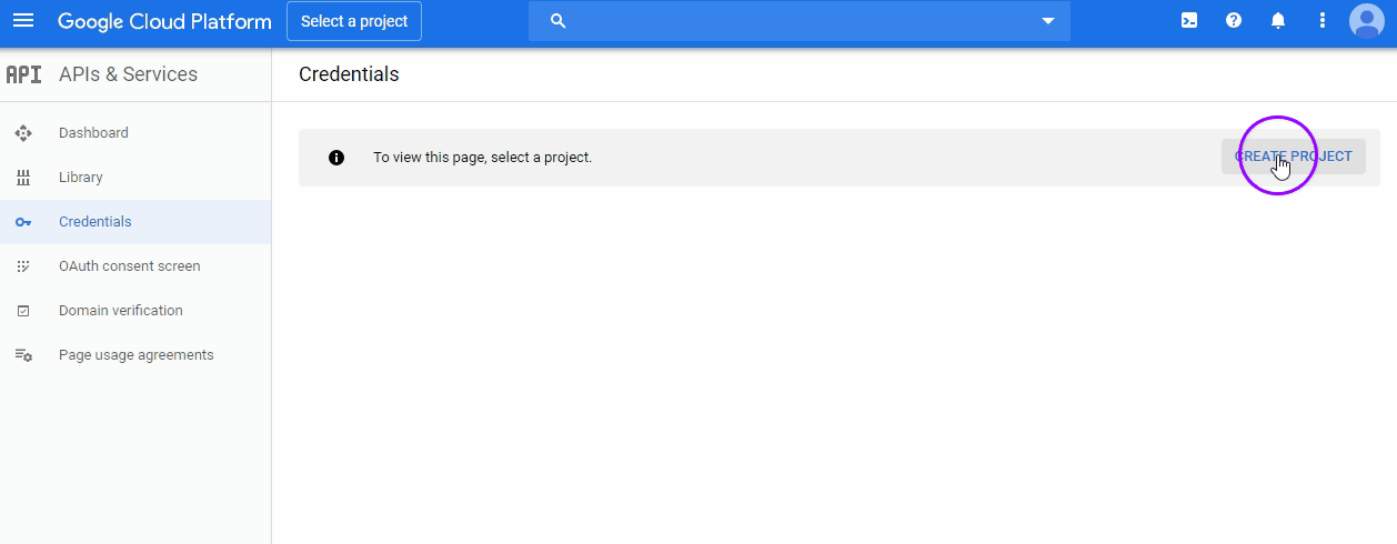 Creating a project in Google Cloud Console