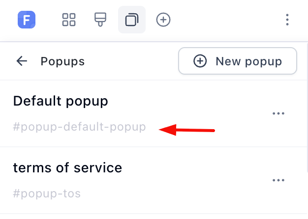 The popup path