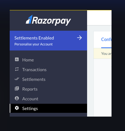 RazorPay settings